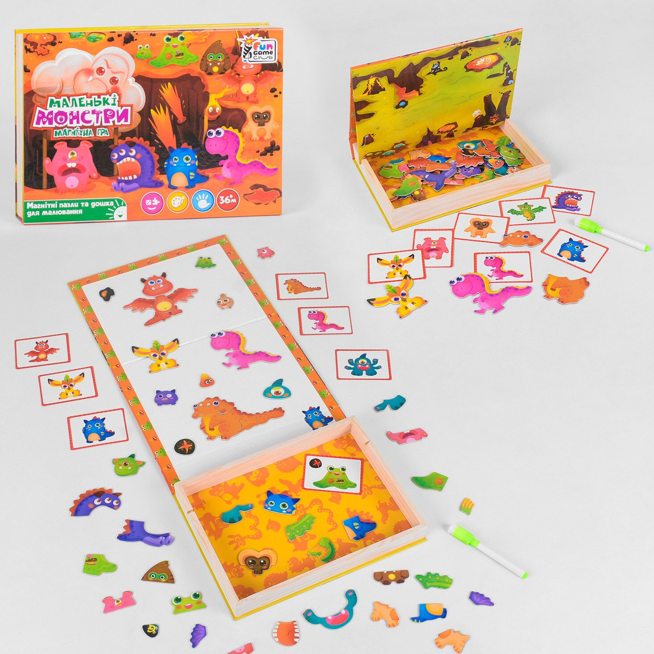 Дерев'яна гра на магнітній дошці 17037 "Маленької монстри" укр. яз. "Fun Game" Монтессорі