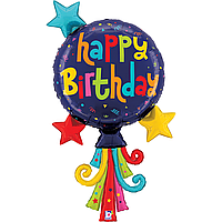 Фольгированный шарик Grabo 40"(102 см) "Happy Birthday" воздушный шарик