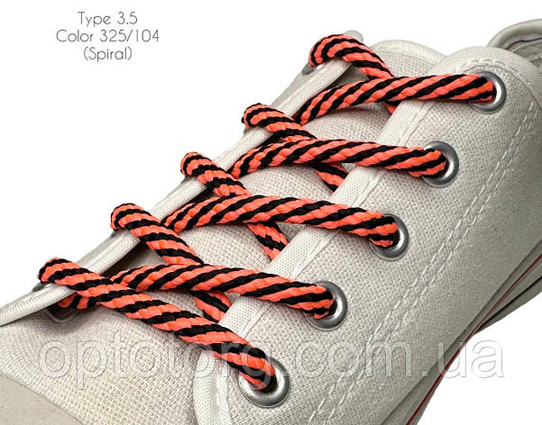 Шнурки для взуття 60см Чорний+рожевий круглі Спіраль 5мм поліестер, фото 1