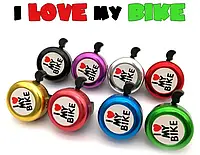 Звонок метал+пластик I LOVE MY BIKE много цветов вело для велосипеда