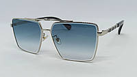 Cartier очки мужские солнцезащитные голубой градиент в серебристой металлической оправе
