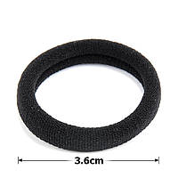 Резинка для волосся 3.6см. Чорна мікрофібра, арт 14562