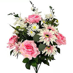 Штучні квіти букет мікс троянди, астри, альстромерії, 65 см (6 шт. в уп)