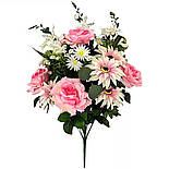 Штучні квіти букет мікс троянди, астри, альстромерії, 65 см (6 шт. в уп), фото 2