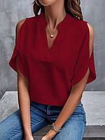 Блуза с открытыми плечами БОРДОВЫЙ от 42 до 48