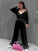 Женский весенний велюровый костюм с брюками-палаццо размеры 42-50