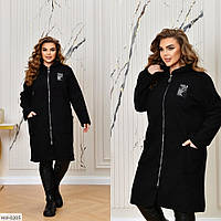 Кардиган пальто женский стильный повседневный модный на молнии с капюшоном и карманами большие размеры