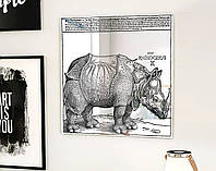 Дизайнерское зеркало с гравюрой Альбрехта Дюрера "Носорог. Rhinoceros" винтажное украшение интерьера спальни