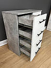 Комод 4 ящика 2 полиці ширина 79 см колір бетон з білим фасадом, фото 3