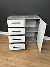 Комод 4 ящика 2 полиці ширина 79 см колір бетон з білим фасадом, фото 2