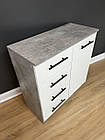Комод 4 ящика 2 полиці ширина 79 см колір бетон з білим фасадом, фото 4