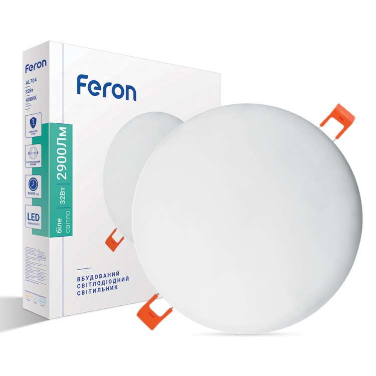 Світильник вбудований безрамковий LED Feron AL704 32W 4000K 230V IP20 світлодіодний