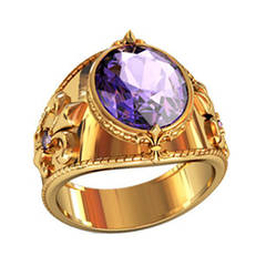 Гламурний чоловічий золотий перстень 585* проби з каменем