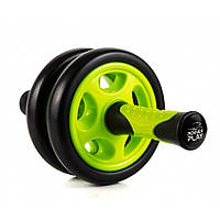 Колесо для пресса двойное Dual-Core Ab Wheel PowerPlay PP_4327_Black/Green, Черно-зеленое, Land of Toys