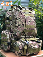 Рюкзак тактический мультикам 4 в 1, Армейский рюкзак 55 литров, военный рюкзак мультикам + сумка ky391