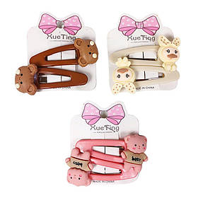 Шпилька тик-так для волосся "Ведмедики та качечки" 20шт на блістері HC-009 KNZ