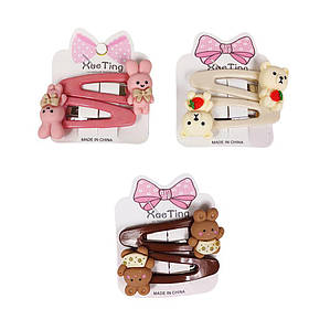 Шпилька тик-так для волосся "Ведмедики та зайчики" 20шт на блістері HC-010 KNZ