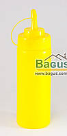 Диспенсер (пляшка) 350 мл для соусів і сиропів із носиком пластиковий ЖЕЛТИЙ Empire (EM-7082)
