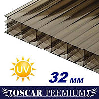 Сотовый поликарбонат Oscar Premium 2100х12000х32 мм бронза Ж-образный
