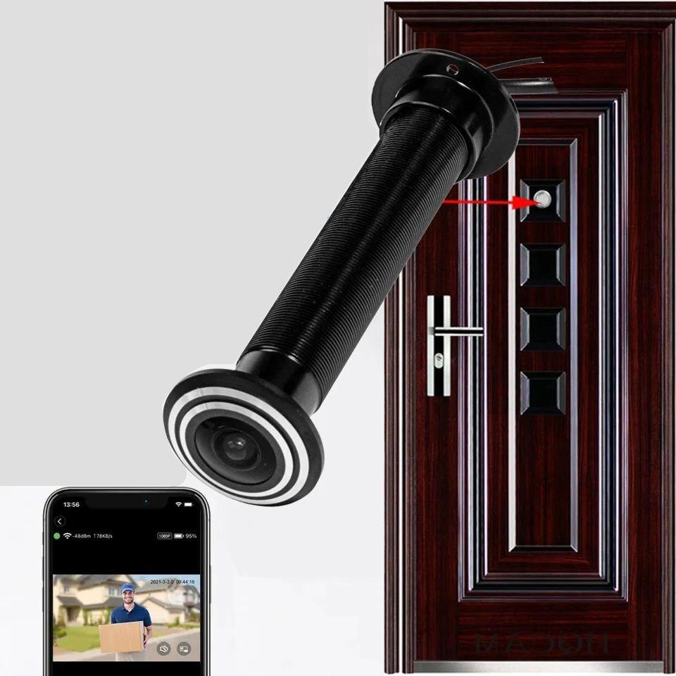 Охоронна дверна WiFi IP камера HQcam TSD3166 black. Дверне вічко 1080P. Tuya Smart або Smart Life, фото 1