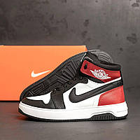 Зимові шкіряні ботинки Nike Air колір чорний / червоний / білий