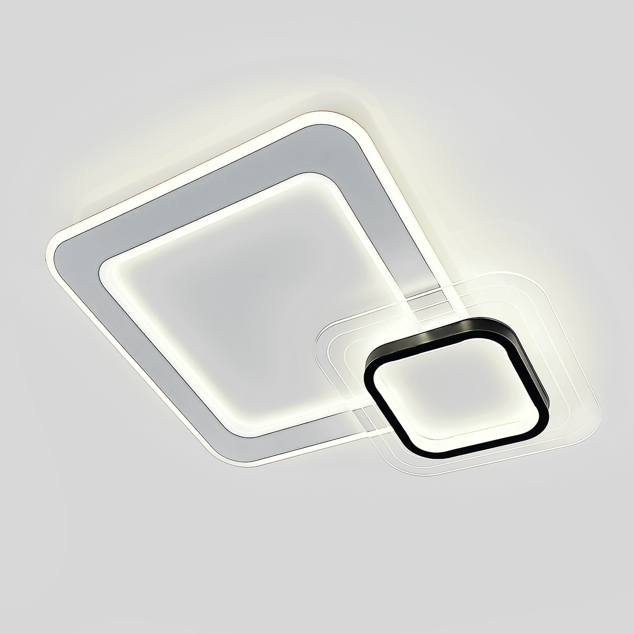 Світлодіодна стельова люстра до 15 м² MERVIN 75W S WHITE/BLACK
