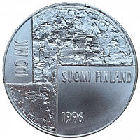 Фінляндія (Suomi) 100 марок, 1996 50 лет со дня смерти Хелены Шерфбек Серебро 0.925, 24g, ø 35mm