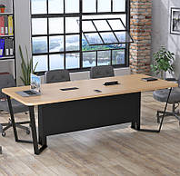 Конференционный стол офисный длинный светлый для переговоров в зал совещаний V-240 Дуб Борас Loft design