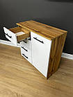 Комод 4 ящика 2 полиці ширина 79 см колір Дуб аппалачі з білим фасадом, фото 4