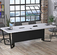 Белый конференц стол офисный длинный прямоугольный для переговоров в зал совещаний V-240 Loft design