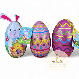 Великодні подарунки Milk Chocolate Eggs, металеве яйце з шоколадними цукерками 100 г.