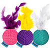 Іграшка для Котів Barksi М'яч з дзвіночком та пір'ям 5 см Фіолетова, фото 3