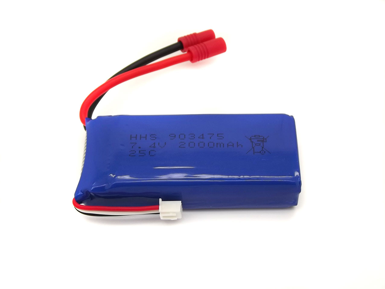 Аккумулятор литий-полимерный 2000mAh 7.4V 183475 высокотоковый 25С для Syma X8, X8A, X8C, X8W - фото 2 - id-p391779750