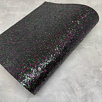 Екошкіра (кожзам) Глітер мікс-чорний-малина-бірюза, розмір 20*32 см, 1 лист , Різнокольоровий