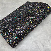 Екошкіра (кожзам) Крихта мікс, 20*30 см, колір чорний, арт 03523, 1 лист, Чорний