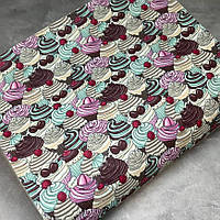 Екошкіра з малюнком 20*30 см "Кекс", арт 02221, 1 лист, Різнокольоровий