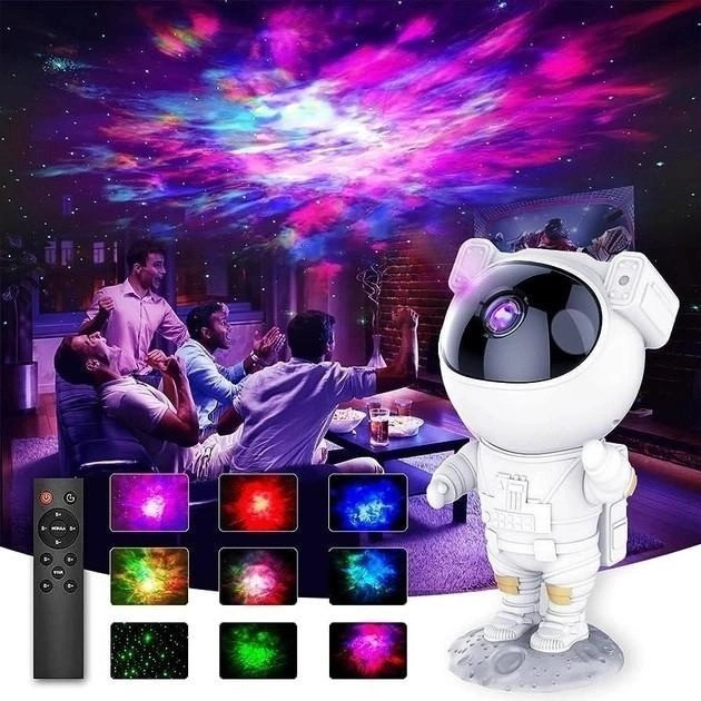 Нічна лампа-проектор Sky Star Astronaut Lamp, із зоряним небом та дистанційним керуванням
