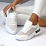 Білі літні жіночі шкіряні кросівки натуральна шкіра + текстильна сітка літо 2024 взуття жіноче, фото 2