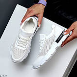 Білі літні жіночі шкіряні кросівки натуральна шкіра + текстильна сітка літо 2024 взуття жіноче, фото 8