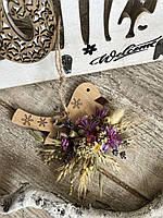 Букет - комплимент з сухоцвіта на пташці. Пташка оберіг з сухих квітів. 11*12-14 см.