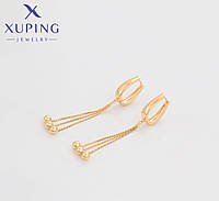 Сережки підвіски Xuping, 18К. 6,7см/1,3 см