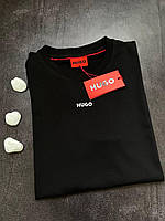 Мужская футболка хуго босс Hugo Boss Lux Shopy Чорна чоловіча футболка хуго бос Hugo Boss Lux