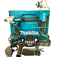 Набор аккумуляторного инструмента Makita 2в1 36V, 5A (Гайковерт DTW301 + Болгарка DGA504) Набор 2в1 Макита