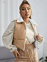 Стильная женская двухсторонняя жилетка ткань: плащевка Канада Мод. 183