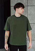 Зеленая мужская футболка стаф Staff khaki basic oversize Shopy Зелена чоловіча футболка стаф Staff khaki basic