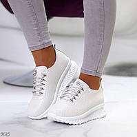 Белые кожаные кроссовки с перфорацией Terra 39-41р код 9625