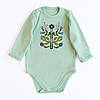 Універсальні боді з довгим рукавом для немовлят з авторською вишивкою гусей на м’ятному та молочному інтерлоку, фото 8