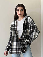 Женская тёплая рубашка в клетку ткань: кашемир Мод. 223 коричневый