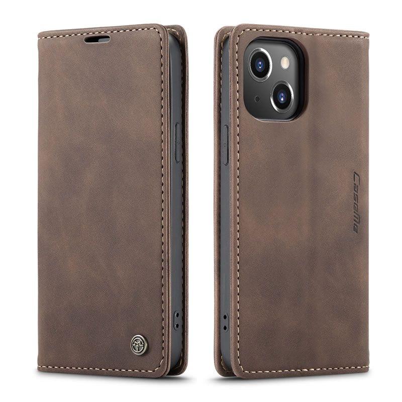 Чохол книжка Caseme з магнітом для iPhone 14 кавовий гаманець