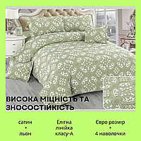 Євро комплект постільної білизни сатин і муслін Якісна постільна білизна з натуральних тканин